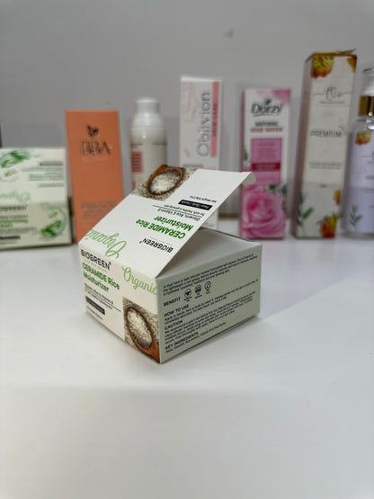 Cosmetic packaging boxes and labels